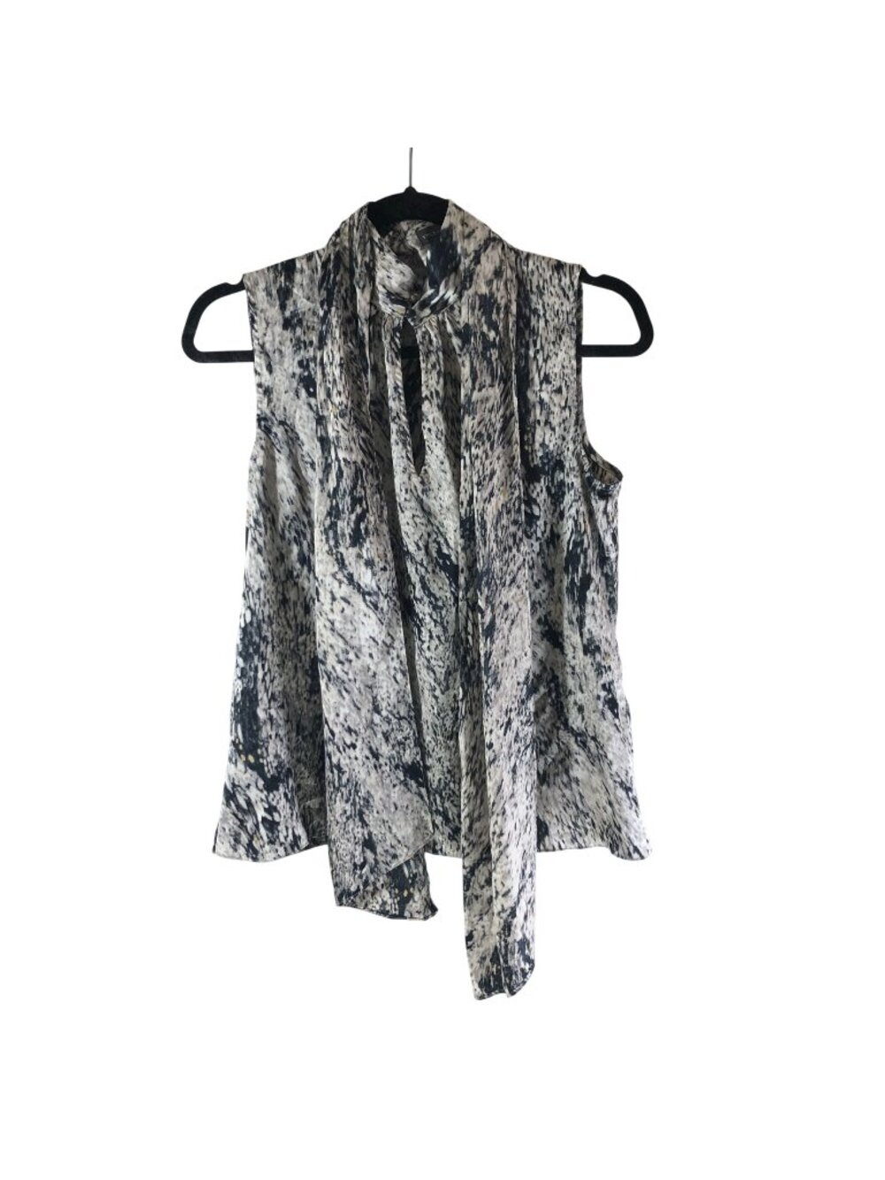 Vince Camuto Sleeveless Tie-Neck High Neck Blouse Animal Print Small